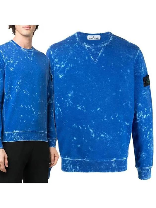 Men's Wappen Patch Off Dye Treatment Crewneck Sweatshirt Blue - STONE ISLAND - BALAAN 2
