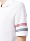 Men's RWB Stripe Cotton Polo Shirt White - THOM BROWNE - BALAAN 6