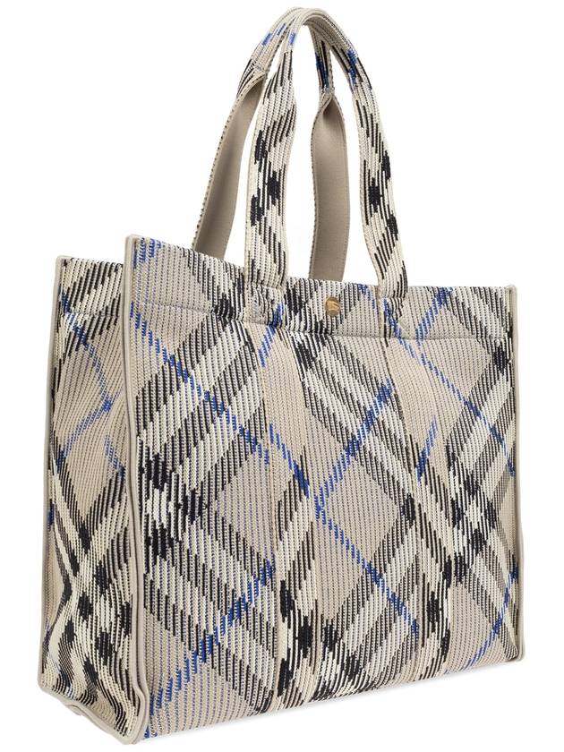 Check Knit Medium Tote Bag Lichen - BURBERRY - BALAAN 5