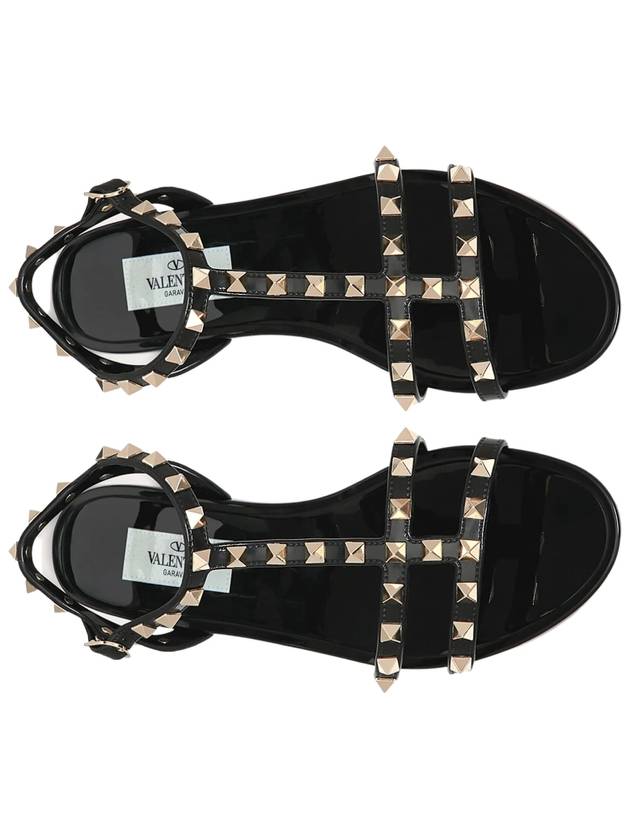 Women's Rockstud Flat Sandals Black - VALENTINO - BALAAN 3