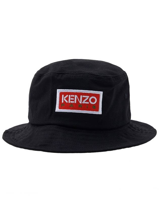 Logo Paris Sun Patch Cotton Bucket Hat Black - KENZO - BALAAN 3