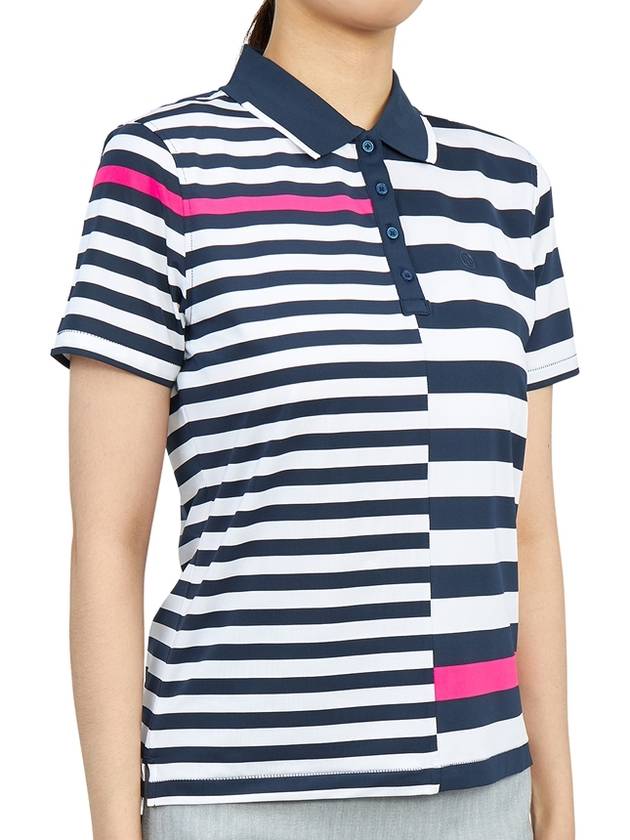 Women's Bold Stripe Golf PK Shirt White Navy - G/FORE - BALAAN 4