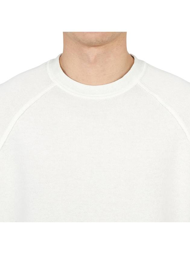 Organic Cotton Logo Patch Crewneck Knit Sweatshirt White - STONE ISLAND - BALAAN 7