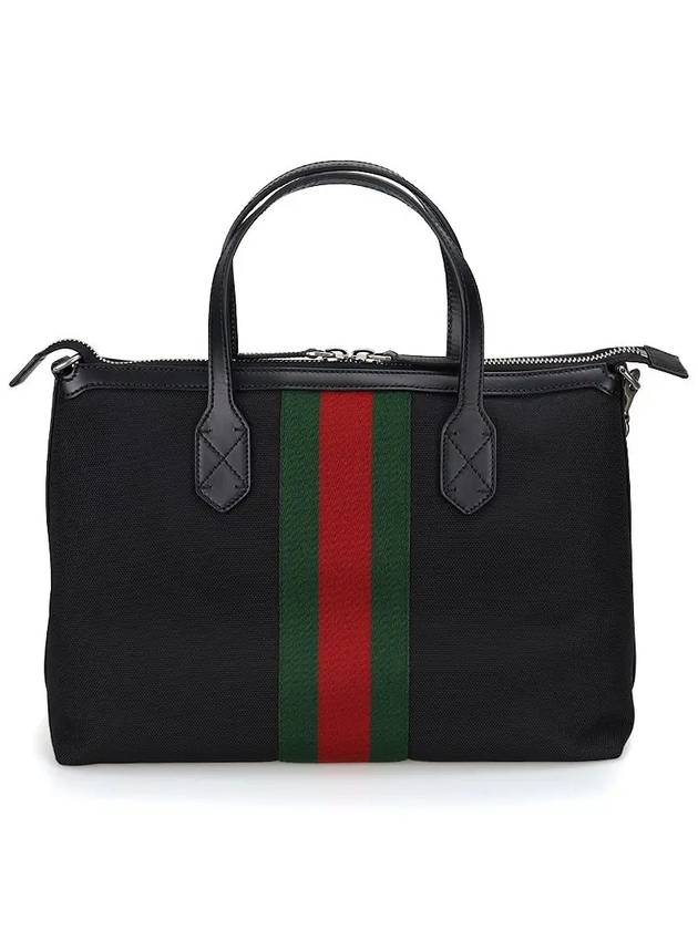 Stripe Canvas Tote Bag Black - GUCCI - BALAAN 3