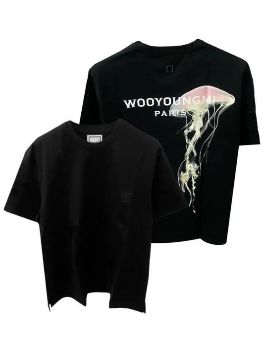 Luminous Jellyfish Back Logo Short Sleeve T-Shirt Black - WOOYOUNGMI - BALAAN 2