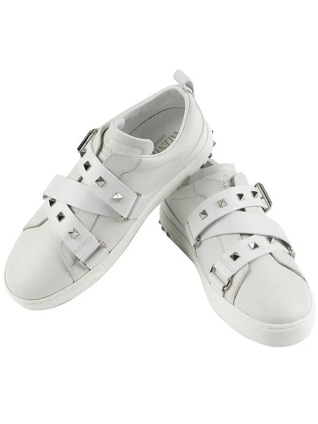 V Punk Belted Low Top Sneakers White - VALENTINO - BALAAN 4