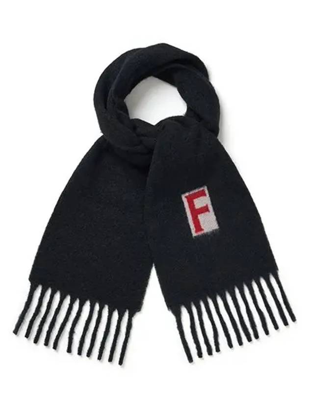 Jacquard Detail Scarf Black - SALVATORE FERRAGAMO - BALAAN 5