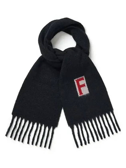 Jacquard Detail Scarf Black - SALVATORE FERRAGAMO - BALAAN 2