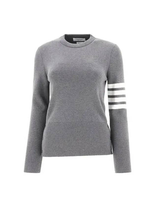 4-Bar Milano Stitch Crew Neck Knit Top Light Grey - THOM BROWNE - BALAAN 2