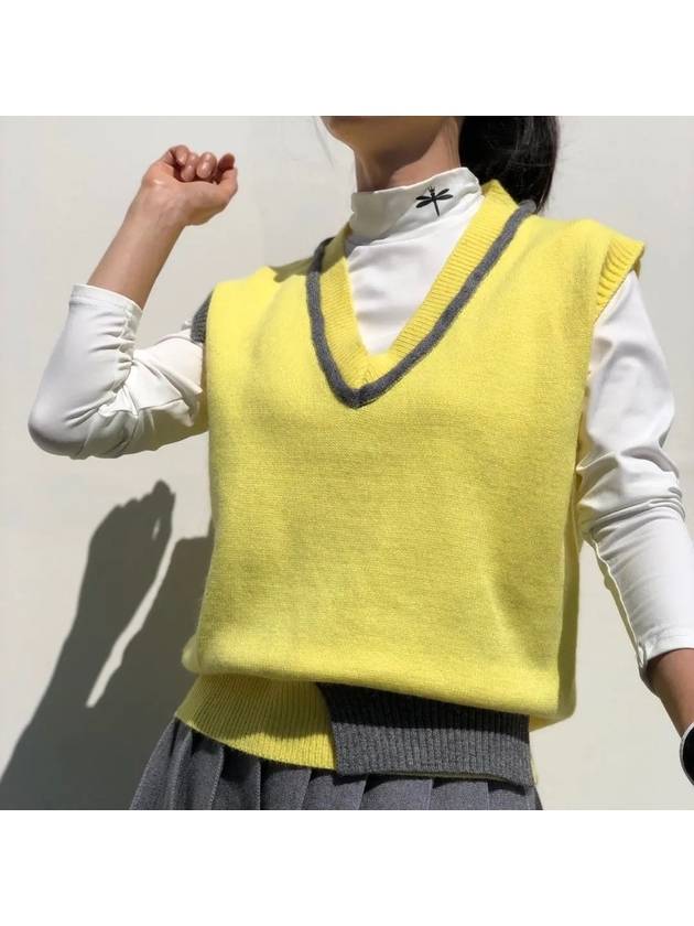 golf vest refreshing lemonade V-neck golf knit best rounding look - LOLOALLOY - BALAAN 8