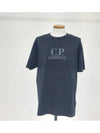 Men's Logo Print Short Sleeve T-Shirt Black - CP COMPANY - BALAAN 2