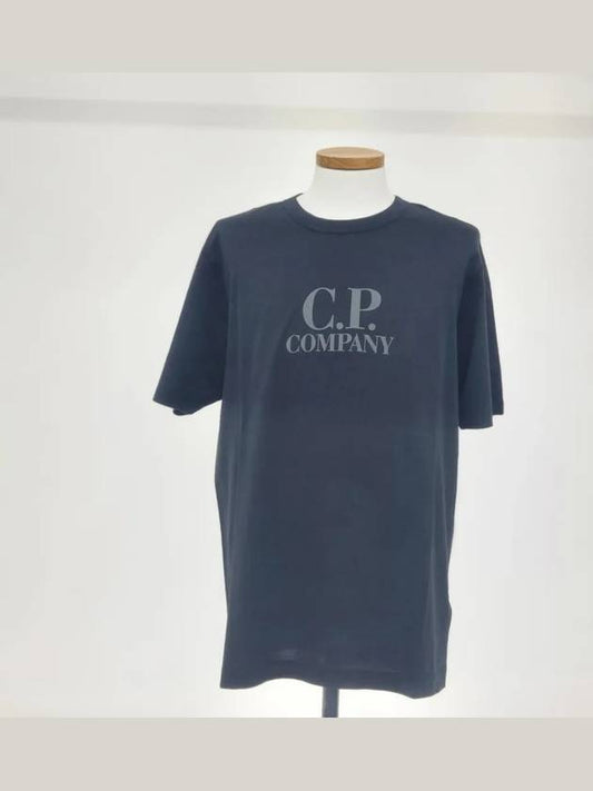 Men's Logo Print Short Sleeve T-Shirt Black - CP COMPANY - BALAAN 2