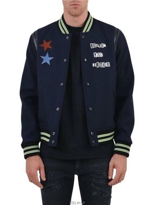 Men's Wool Multipatch Bomber Jacket NV0CI0304MB - VALENTINO - BALAAN 8