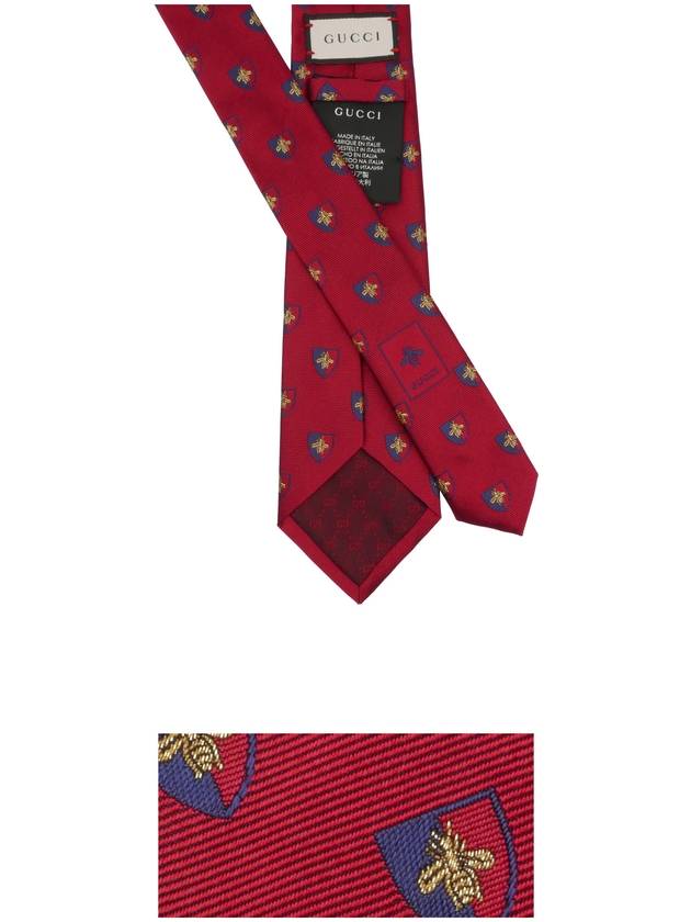 Men's Bee Logo Silk Tie Red Navy - GUCCI - BALAAN.