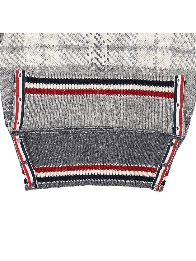 Tartan Check Jacquard Wool Mohair Knit Top Grey - THOM BROWNE - BALAAN 10