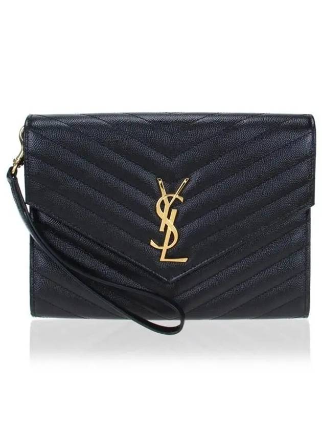 Grain De Poudre Cassandre Clutch Bag Black - SAINT LAURENT - BALAAN 2