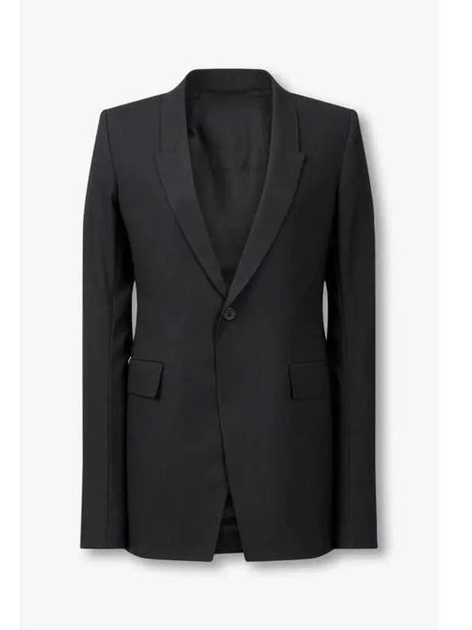 WOMEN Padded Shoulder Wool Single Jacket Black - RICK OWENS - BALAAN 1