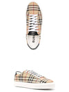 Men's Vintage Check Leather Low Top Sneakers Archive Beige - BURBERRY - BALAAN 6