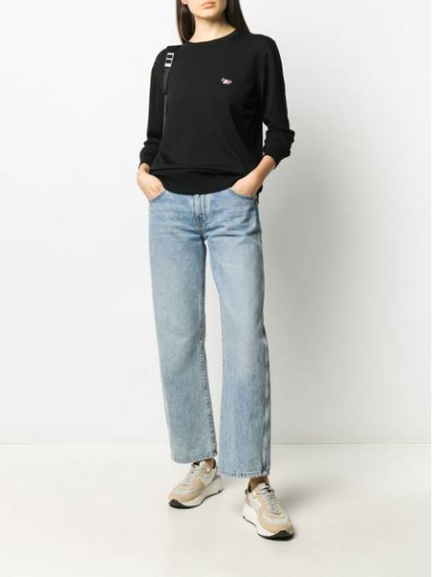 Tricolor Fox Patch Classic Round Neck Knit Top Black - MAISON KITSUNE - BALAAN 6