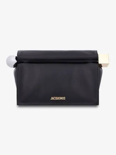 Round Square Logo Clutch Bag Black - JACQUEMUS - BALAAN 2