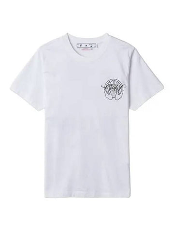 Hand Arrow Print T Shirt White Short Sleeve Tee - OFF WHITE - BALAAN 1