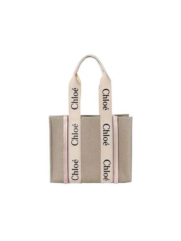 Woody Canvas Medium Tote Bag Cement Pink - CHLOE - BALAAN 2