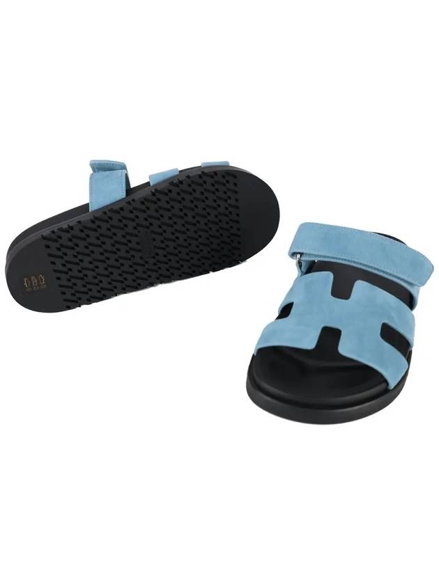 Chypre Suede Goatskin Sandals Blue Mineral - HERMES - BALAAN 4