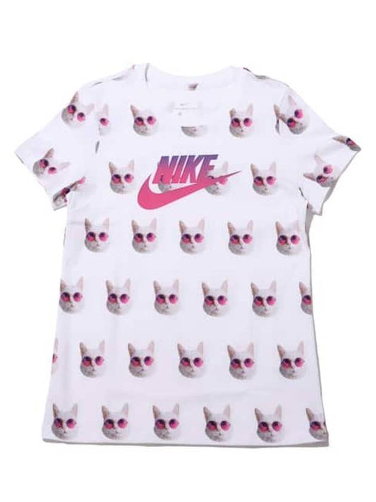 Women's Cat Glass Short Sleeve Short Sleeve T-Shirt White - NIKE - BALAAN.