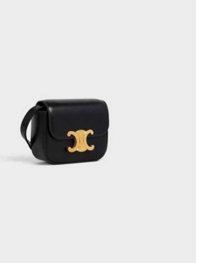 Triomphe Small Shiny Calfskin Cross Bag Black - CELINE - BALAAN 3