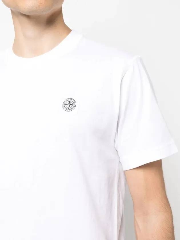 Pisato Effect Logo Patch Short Sleeve T-Shirt White - STONE ISLAND - BALAAN 6