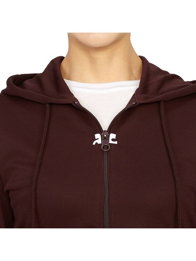 Courr ges 323JVE051JS0091 BURGUNDY Women s Crop Hooded Zip up - COURREGES - BALAAN 10