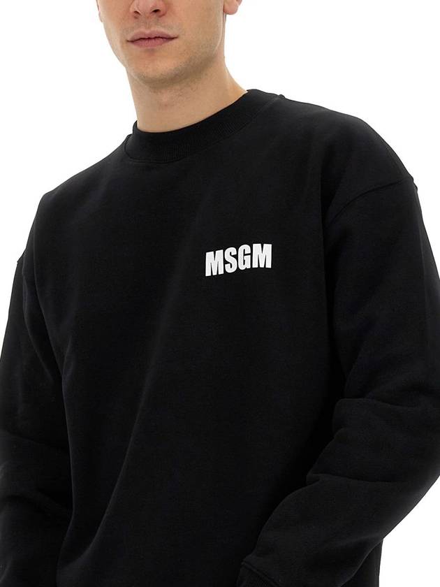 Logo Print Cotton Sweatshirt Black - MSGM - BALAAN 5