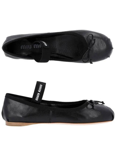 Women's Logo Leather Ballerinas Black - MIU MIU - BALAAN 2