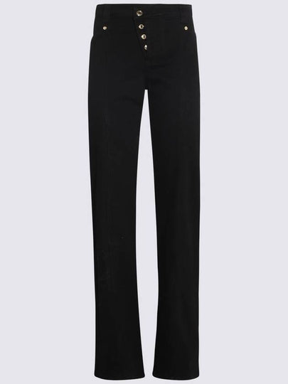 Women's Asymmetric Button Wide Jeans Black - TOM FORD - BALAAN 2