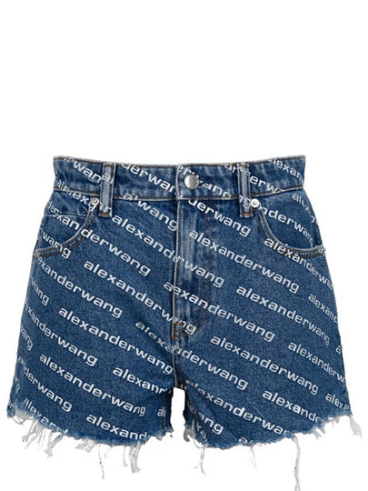 Byte Logo Monogram Denim Shorts Blue - ALEXANDER WANG - BALAAN 2