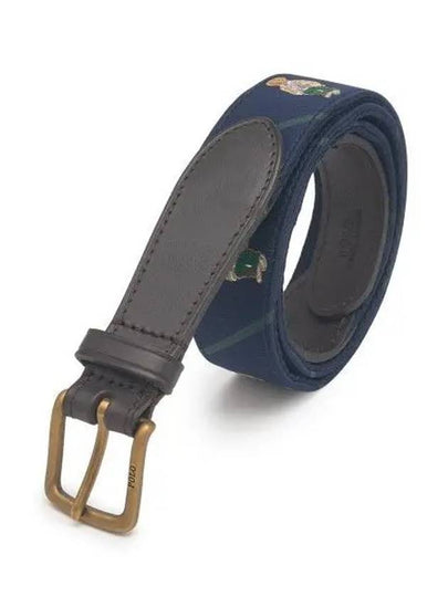 Polo Bear Leather Trim Belt Navy - POLO RALPH LAUREN - BALAAN 2