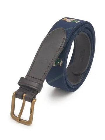 30 points paid Polo Bear leather trim belt navy - POLO RALPH LAUREN - BALAAN 1