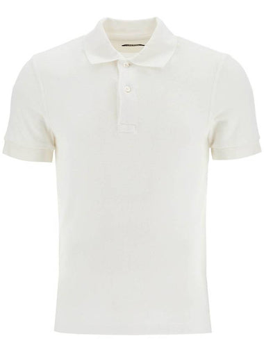 white cotton polo with classic collar - TOM FORD - BALAAN 1