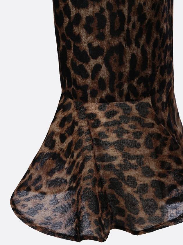 leopard ruffle long sleeve blouse - SAINT LAURENT - BALAAN 5