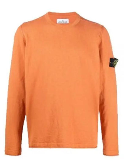 Logo Patch Crew Neck Cotton Nylon Knit Top Orange - STONE ISLAND - BALAAN 2