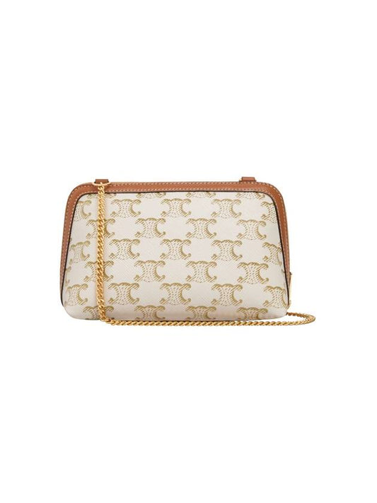 Triomphe Chain Clutch Bag White Tan - CELINE - BALAAN 1