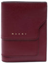 Saffiano Bifold Bifold Wallet Burgundy - MARNI - BALAAN.