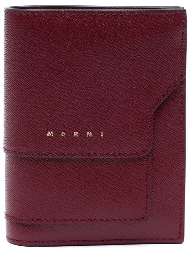 Saffiano Bifold Bifold Wallet Burgundy - MARNI - BALAAN.