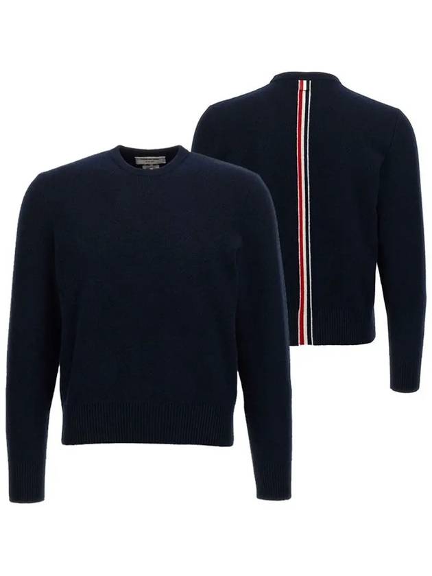 Arm Band Merino Wool Pique Knit Top Navy - THOM BROWNE - BALAAN 3