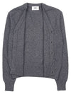 Heart Logo V Neck Cashmere Cardigan Heather Grey - AMI - BALAAN 9