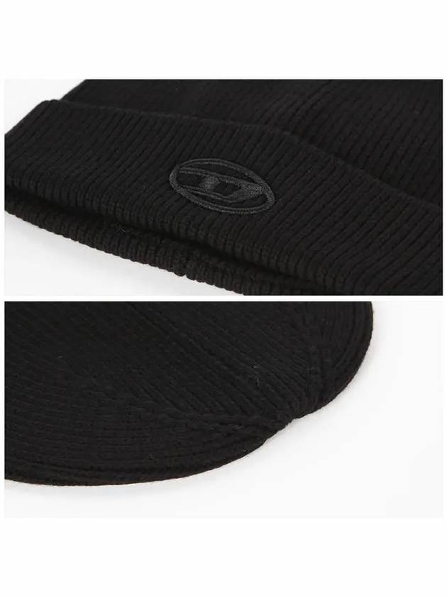 K Coder Pulley B Logo Embroidered Beanie Black - DIESEL - BALAAN 4