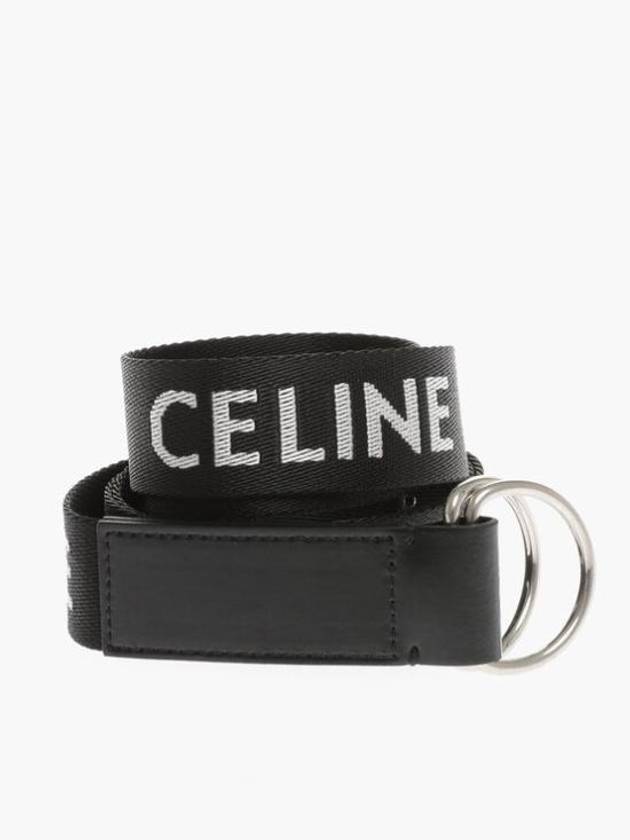 Medium Double Ring Jacquard Leather Belt Black - CELINE - BALAAN 2