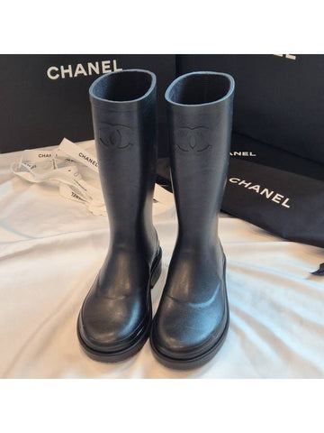 Rain boots dark navy black two tone G45838 - CHANEL - BALAAN 1