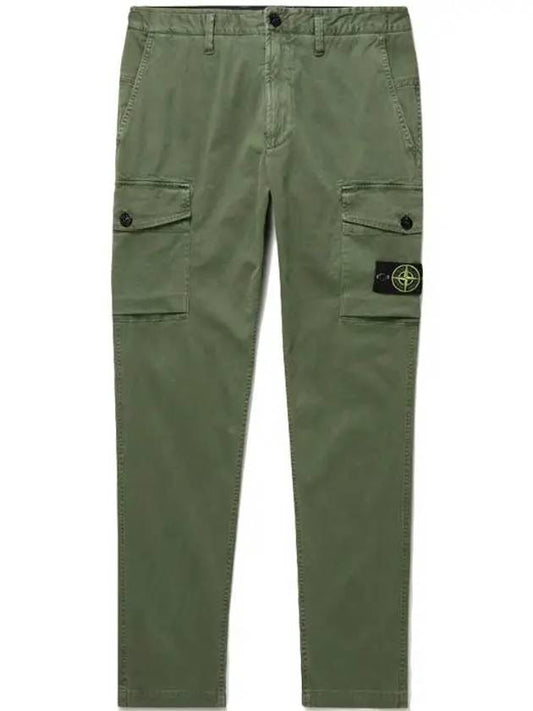 Men's Stretch Cotton Cargo Straight Pants Olive Green - STONE ISLAND - BALAAN 2