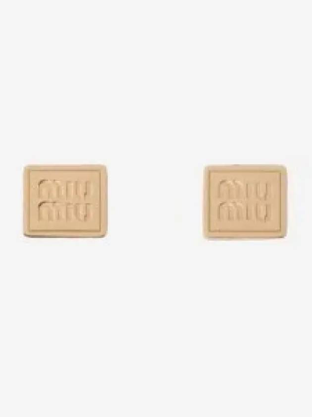 Logo Square Metal Earrings Gold - MIU MIU - BALAAN 2